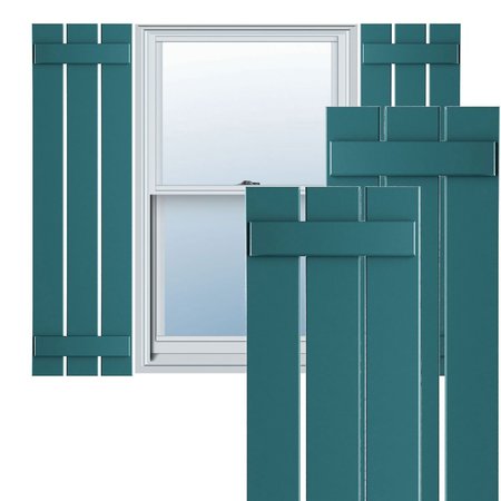 True Fit PVC, Three Board Spaced Board-n-Batten Shutters, Antigua , 17 1/8W X 41H